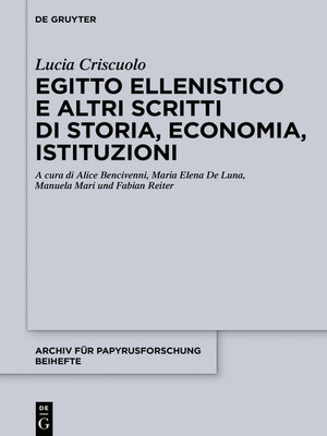 cover image of Egitto ellenistico e altri scritti di storia, economia, istituzioni